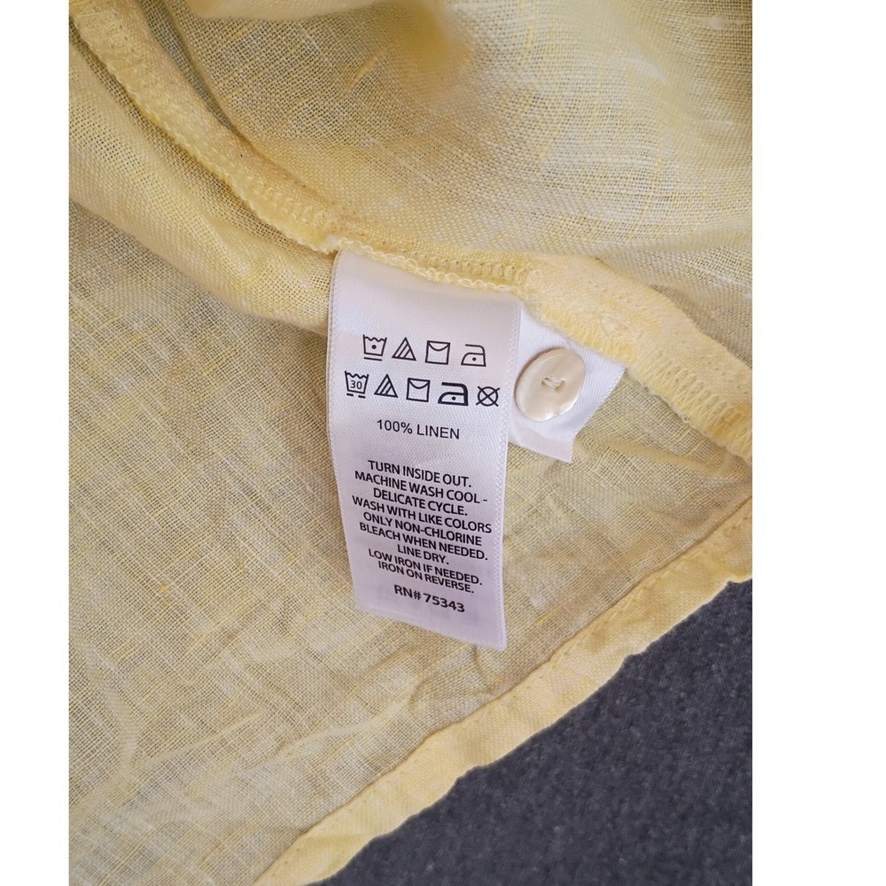 Isaac Mizrahi Yellow 100% Linen Sleeveless Peplum Button Front Top M Peasant - Picture 5 of 5